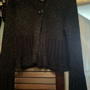 White House Black Market Bell Sleeve with silver threads throughout